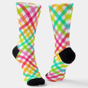Bright Pset Gingham Pattern Socks Sokken