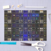 Bright Psychedelic Pattern-kwestie - blauw Tissuepapier (Craft)