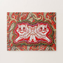Bright Psychedelic Red Cats beroemd gemaakt door L Legpuzzel
