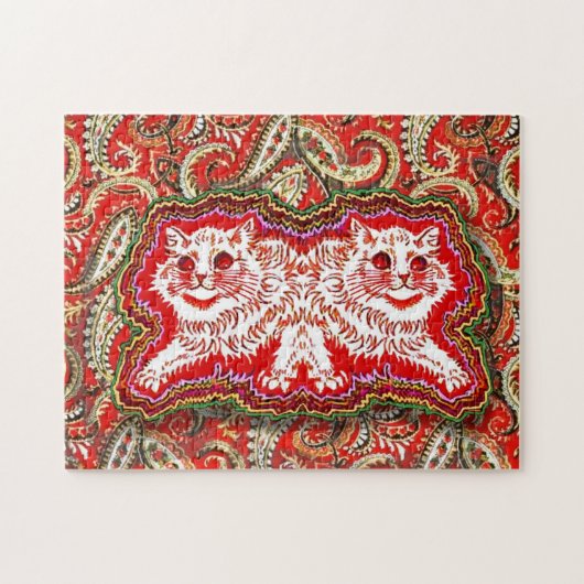 Bright Psychedelic Red Cats beroemd gemaakt door L Legpuzzel (Horizontaal)
