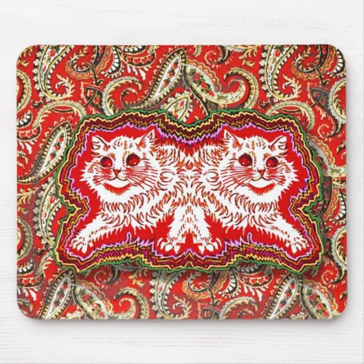 Bright Psychedelic Red Cats beroemd gemaakt door L Muismat (Voorkant)