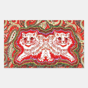 Bright Psychedelic Red Cats beroemd gemaakt door L Rechthoekige Sticker