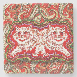 Bright Psychedelic Red Cats beroemd gemaakt door L Stenen Onderzetter