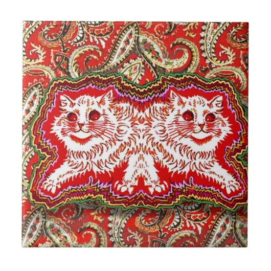 Bright Psychedelic Red Cats beroemd gemaakt door L Tegeltje (Voorkant)