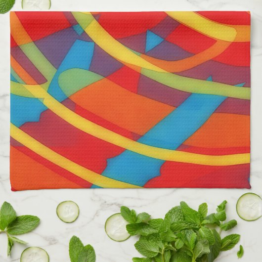 Bright Psychedelic Vibes Abstract Art Towel Theedoek (Gevouwen)