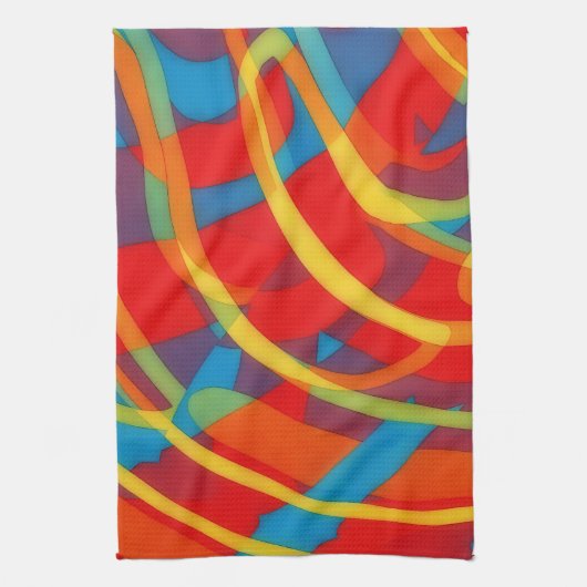 Bright Psychedelic Vibes Abstract Art Towel Theedoek (Verticaal)