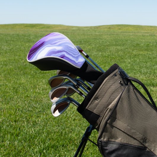 Bright purple marbling golfheadcover (Insitu)