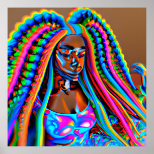 Bright Queen Rainbow Schattige Haar Zwart Melanine Poster