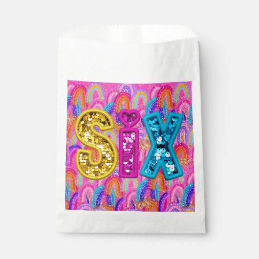 Bright Rainbow 6th Birthday Bedankzakje (Voorkant)