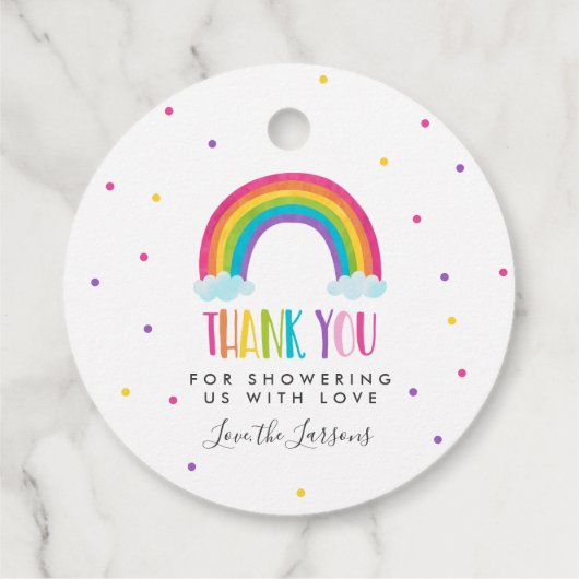 Bright Rainbow Baby shower Gift Bedankjes Labels (Achterkant)