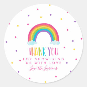 Bright Rainbow Baby shower Ronde Sticker