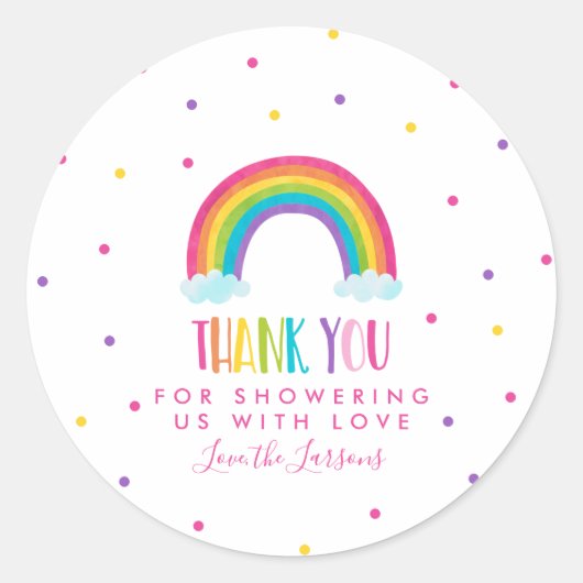 Bright Rainbow Baby shower Ronde Sticker (Voorkant)