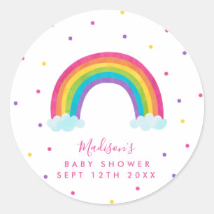 Bright Rainbow Baby shower Ronde Sticker
