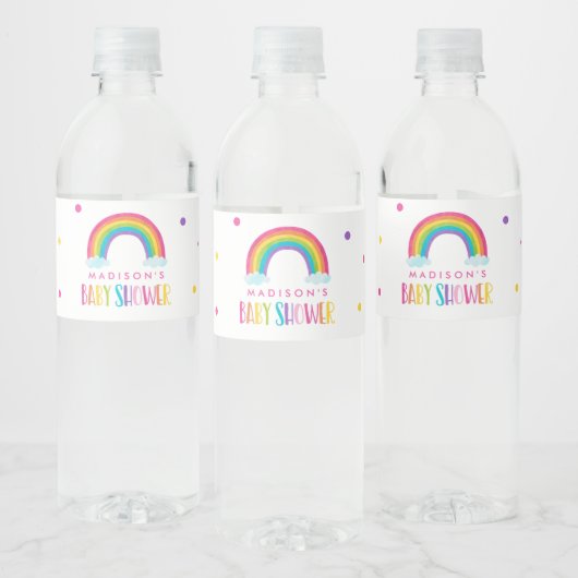 Bright Rainbow Baby shower Waterfles Etiket (Flessen)