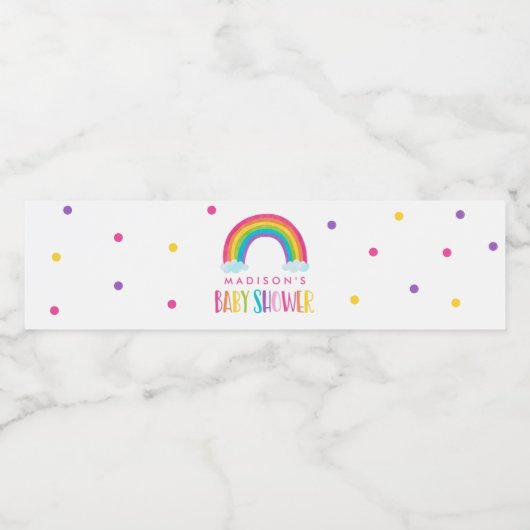 Bright Rainbow Baby shower Waterfles Etiket (Enkel label)