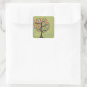 Bright Rainbow Bird Tree Custom Wedding Sticker (Tas)