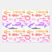 Bright Rainbow, blauw & groen Zee Creatures Inpakpapier Vel (Voorkant 3)