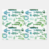 Bright Rainbow, blauw & groen Zee Creatures Inpakpapier Vel (Voorkant 2)
