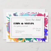 Bright Rainbow Botanical Wedding Save The Date (Voorkant)