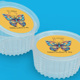 Bright Rainbow Butterly | Aqua | Blauw | SINAASAPP Ronde Sticker