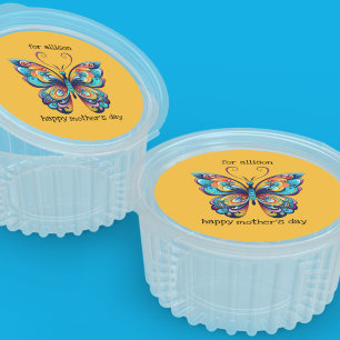 Bright Rainbow Butterly   Aqua   Blauw   SINAASAPP Ronde Sticker