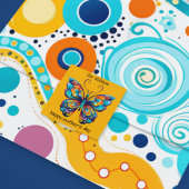 Bright Rainbow Butterly | Aqua | Blauw | SINAASAPP Ronde Sticker