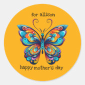 Bright Rainbow Butterly | Aqua | Blauw | SINAASAPP Ronde Sticker (Voorkant)