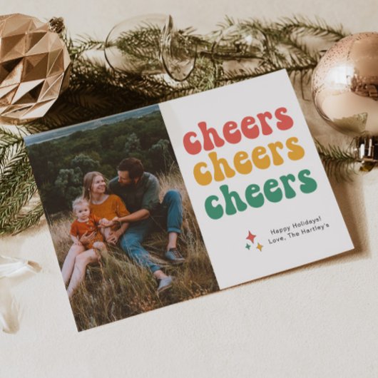 Bright Rainbow Cheers Multi Foto Kerst Kaart