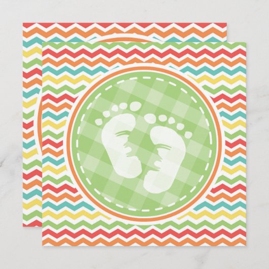 Bright Rainbow Chevron Baby Feet Baby shower Kaart (Voorkant / Achterkant)