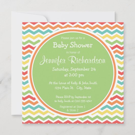 Bright Rainbow Chevron Baby Feet Baby shower Kaart (Achterkant)
