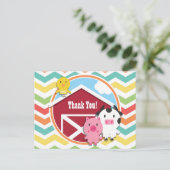 Bright Rainbow Chevron Boerderij Theme Baby shower Briefkaart (Staand voorkant)