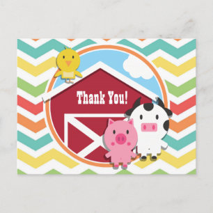 Bright Rainbow Chevron Boerderij Theme Baby shower Briefkaart