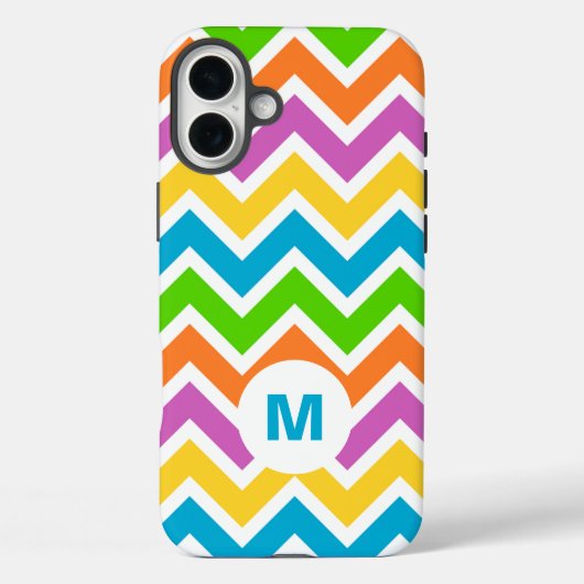 Bright Rainbow Chevron Monogram Case-Mate iPhone Case (Achterkant)