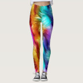 Bright Rainbow faux monster bont textuur Leggings (Voorkant)