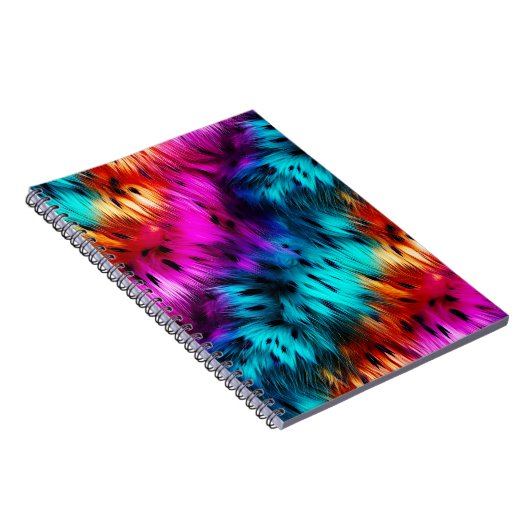 Bright Rainbow faux monster bont textuur Notitieboek (Rechterzijde)