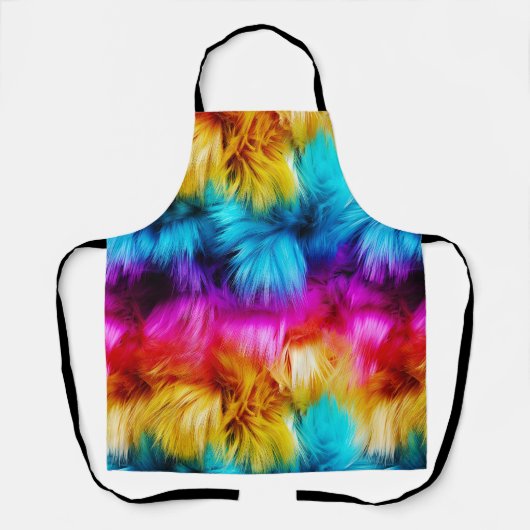 Bright Rainbow faux monster bont textuur Schort (Voorkant)