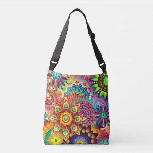 Bright Rainbow Garden Digitale Kunst Crossbody Tas (Voorkant)