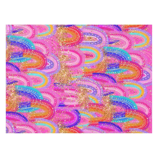 Bright Rainbow Gold Glitter Tafelkleed (Voorkant (Horizontaal))