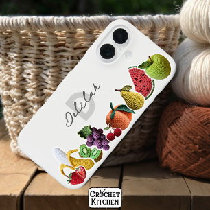 Bright Rainbow Haakfruit Collage Monogram iPhone 16 Hoesje