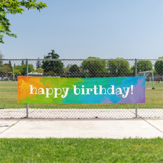 Bright Rainbow Happy Birthday-banner Spandoek (Insitu)