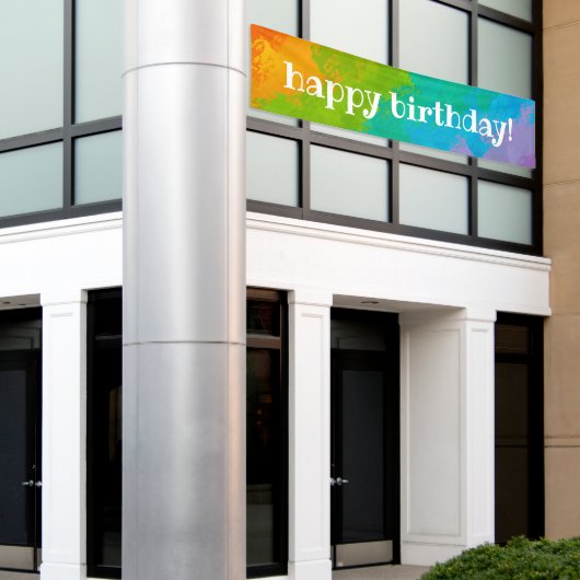 Bright Rainbow Happy Birthday-banner Spandoek (Buitenkant Gebouw)