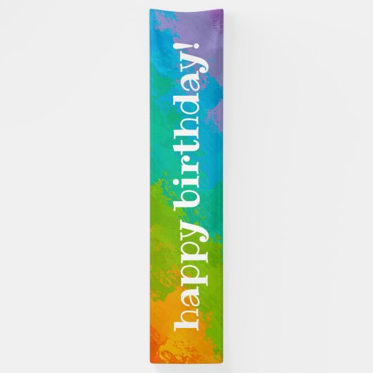 Bright Rainbow Happy Birthday-banner Spandoek (Verticaal)