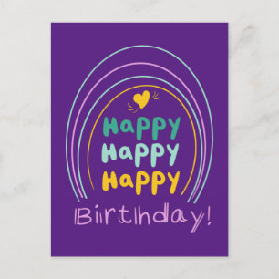 Bright Rainbow Happy Birthday Lettering Kaart