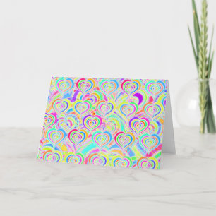 Bright Rainbow Hearts Psychedelic Valentijns's Kaa Feestdagen Kaart
