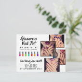 Bright Rainbow Nail Art Tech Salon 4-fotoflyer Briefkaart (Staand voorkant)