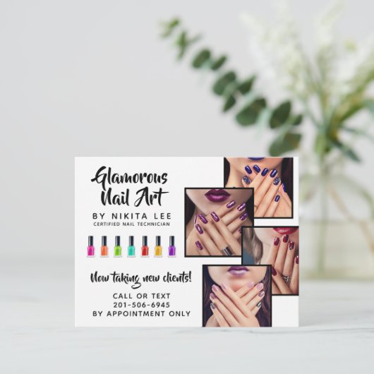 Bright Rainbow Nail Art Tech Salon 4-fotoflyer Briefkaart (Staand voorkant)