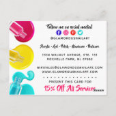 Bright Rainbow Nail Art Tech Salon 4-fotoflyer Briefkaart (Achterkant)