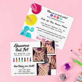 Bright Rainbow Nail Art Tech Salon 4-fotoflyer Briefkaart