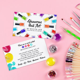 Bright Rainbow Nail Art Tech Salon Social Media Visitekaartje