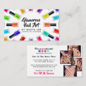 Bright Rainbow Nail Polish Art Tech Salon 4-Photo Visitekaartje (Voorkant / Achterkant)